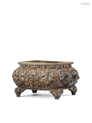 Early/Mid Ming Dynasty A very rare bronze 'dragon' incense burner