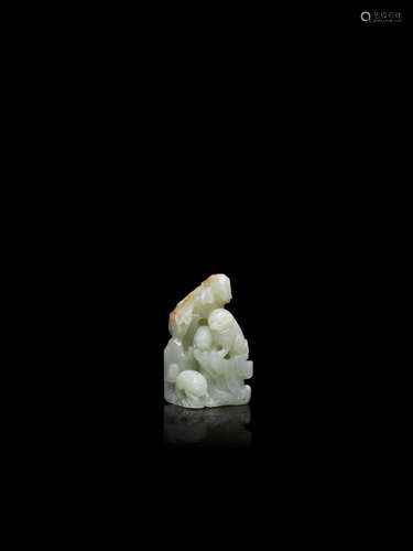 18th century  A fine and rare white jade 'Buddhist lions' boulder