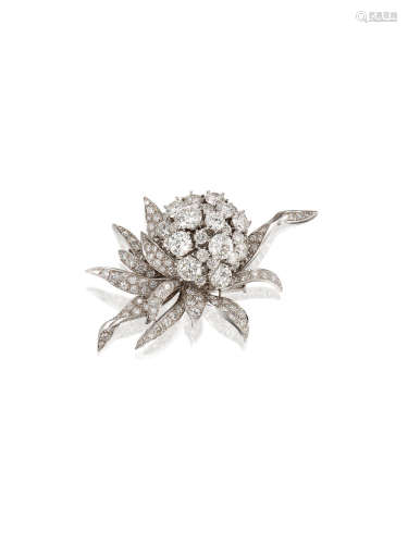 A Diamond 'Floral' Brooch, by Meister