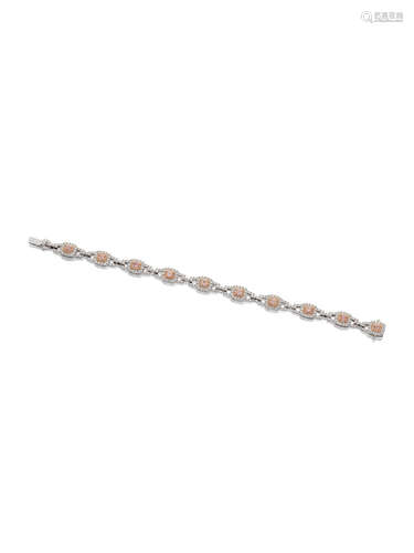 A Coloured Diamond and Diamond Bracelet