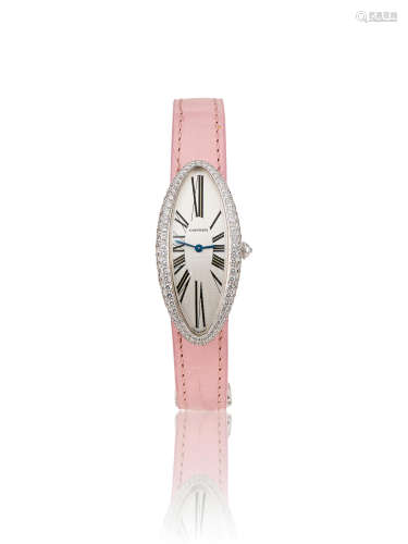 A Lady's Diamond 'Baignoire Allongée' Mechanical Wristwatch, by Cartier
