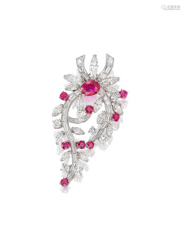 A Ruby and Diamond Brooch