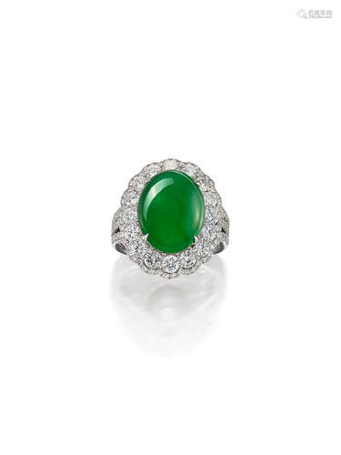 A Jadeite and Diamond Ring