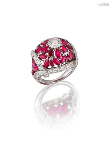 A Diamond and Ruby Ring