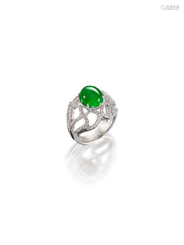 A Jadeite and Diamond Ring