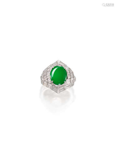 A Jadeite and Diamond Ring