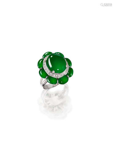 A Jadeite and Diamond Ring