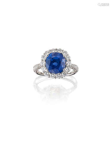 A Sapphire and Diamond Ring