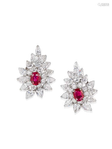 A Pair of Ruby and Diamond Earrings, by Van Cleef and Arpels, Circa 1967