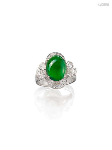 A Jadeite and Diamond Ring