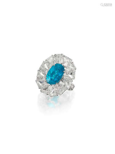 A Paraiba Tourmaline and Diamond Ring