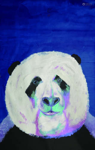 米金铭 熊猫 设色水墨丙烯