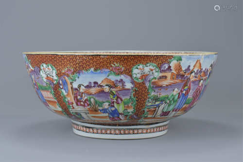 Chinese Porcelain 18th century Famille Rose Punch Bowl, Qianlong period,  29cms diameter