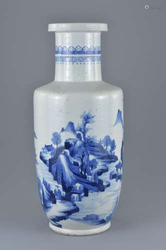 Chinese Porcelain 19th century Blue and White Vase 47cms high