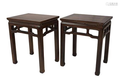 Pair of Chinese 19/20th century Rosewood rectangular stools, 50cms high x 42cms width (2) Provenance