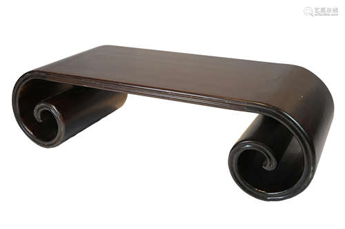 Chinese Hardwood Low Table with Scrolling Supports, 136cms long x 54cms deep x 39cms high