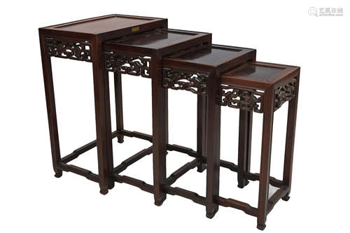 Chinese Hardwood Nest of Four Tables