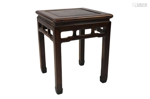 A single 19/20th century Chinese Hardwood Hongmu rectangular stool, 41cms wide x 52cms high. Provena