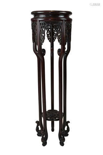 Chinese Hardwood Tall Jardinière Stand, 112cms high x 30cms wide