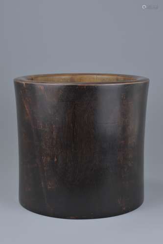 Very Large Chinese hardwood Brush Pot, 22cms high