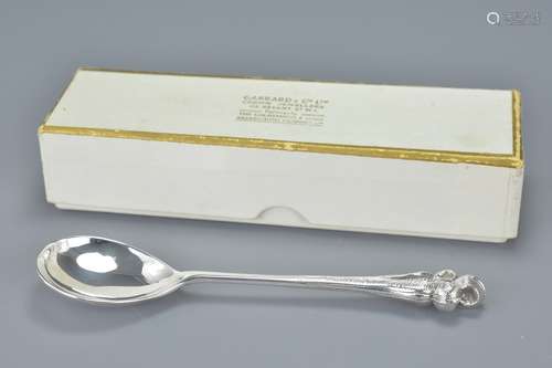 An English sterling silver 'Prince Charles' investiture spoon. To commemorate the Investiture of Pri