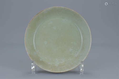 Chinese Celadon Dish, the base with Three Spear Marks, possibly Song Dynasty, 14cms diameter