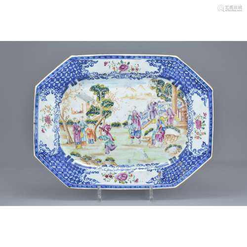 Chinese Porcelain 18th century Famille Rose Meat Plate, 35cms x 26cms