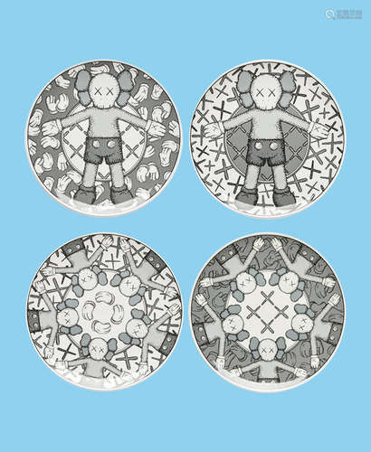 KAWS  NGV CERAMIC PLATES (GREY)(SET OF FOUR) 2019