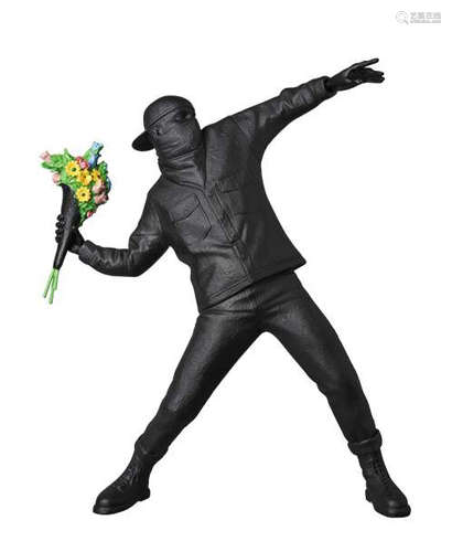 BANKSY FLOWER BOMBER (GESSO VER) (BLACK) 2019  Polystone