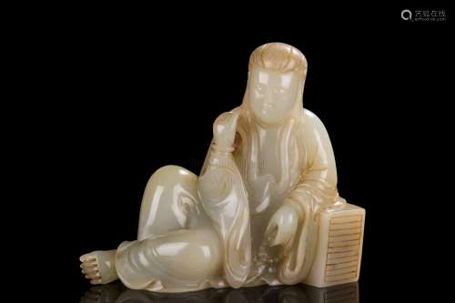 JADE CARVED SEATED GUANYIN