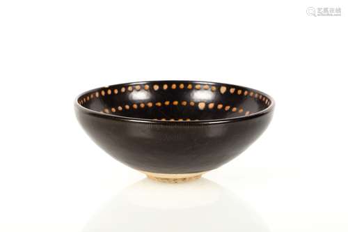 BLACK GLAZED SPOTTED BOWL