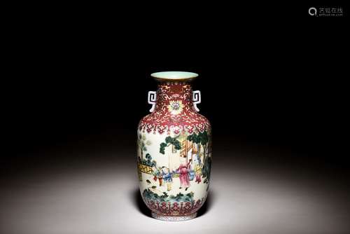 FAMILLE ROSE 'CHILDREN' VASE