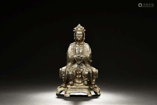 BRONZE CAST DAOIST OFFICIAL SEATED FIGURE