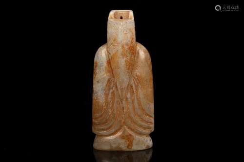 HETIAN WHITE JADE CARVED 'ELDER' ORNAMENT