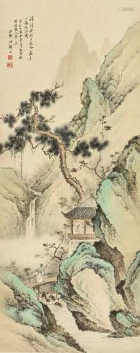 GU LINSHI: INK AND COLOR ON PAPER PAINTING 'LANDSCAPE SCENERY'