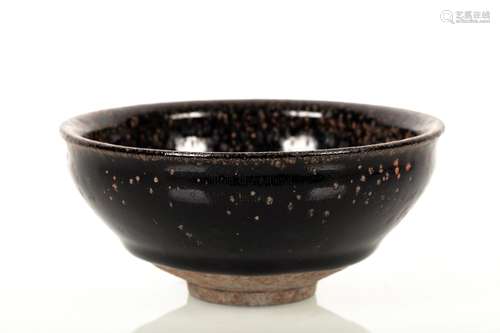 BLACK GLAZED SPOTTED BOWL