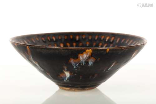 BLACK GLAZED SPOTTED BOWL