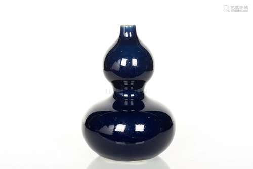 MONOCHROME BLUE GLAZED DOUBLE GOURD VASE