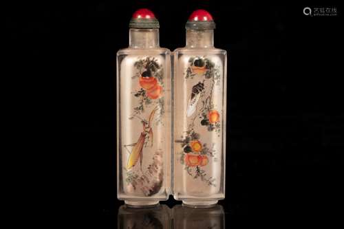 PAIR OF INSIDE PAINTED SNUFF BOTTLES