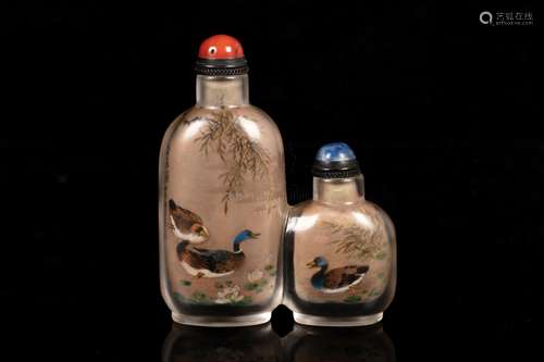 PAIR OF INSIDE PAINTED SNUFF BOTTLES