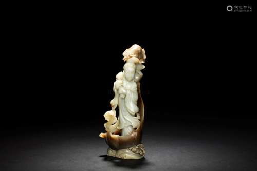 CLEVERLY CARVED JADE 'LADY' FIGURE
