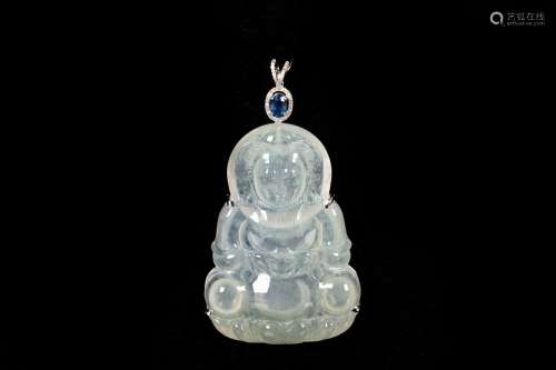 ICY JADEITE CARVED PENDANT WITH CERTIFICATE OF GEMS AND JADES J20180301377