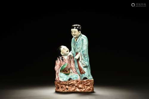 PORCELAIN CARVED CHILDREN FIGURE