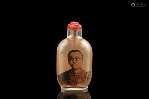 MA SHAOXUAN: INSIDE PAINTED 'WEI LIHUANG' PORTRAIT SNUFF BOTTLE