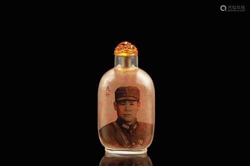 MA SHAOXUAN: INSIDE PAINTED 'SUN LIANZHONG' PORTRAIT SNUFF BOTTLE