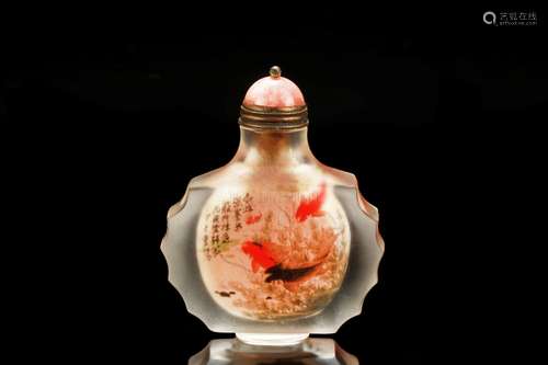 INSIDE PAINTED 'CARP' SNUFF BOTTLE