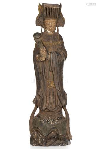 WOOD CARVED 'MAZU' STANDING FIGURE