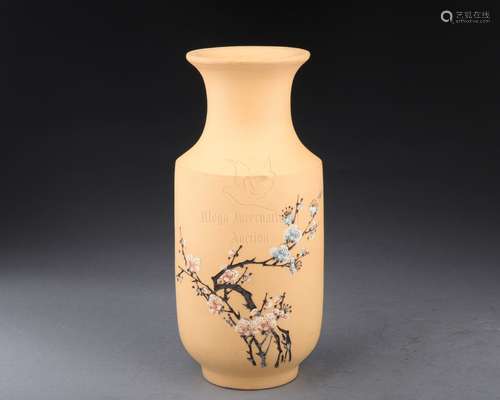 YIXING ZISHA DUAN CLAY PAINTED VASE