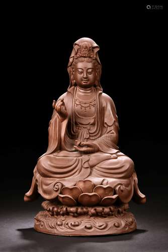 YIXING ZISHA SEATED GUANYIN FIGURE