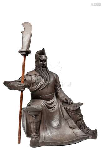 LARGE YIXING ZISHA SEATED GUAN YU